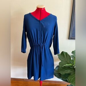Designer Blue silk shirt dress